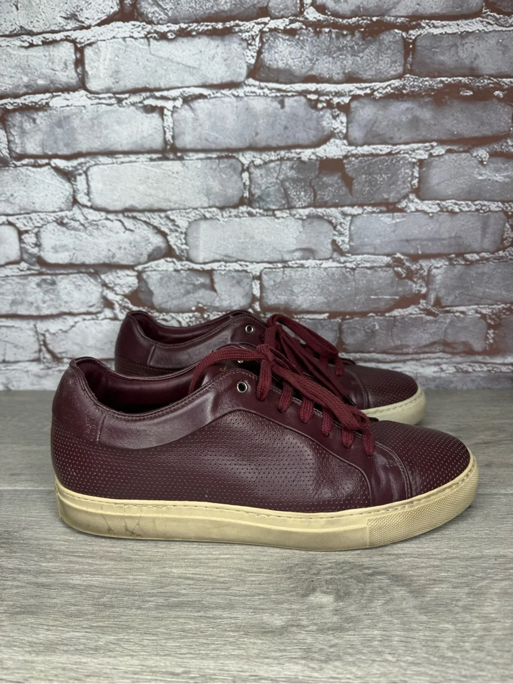Paul Smith Basso Bordo Burgundy Embossed Leather Low Top Sneakers men sz 41EU/8M
